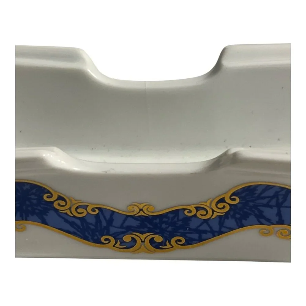 Vintage My Life Azabu Tatsumi Japanese Porcelain Chopstick / Utensil Rest Blue G